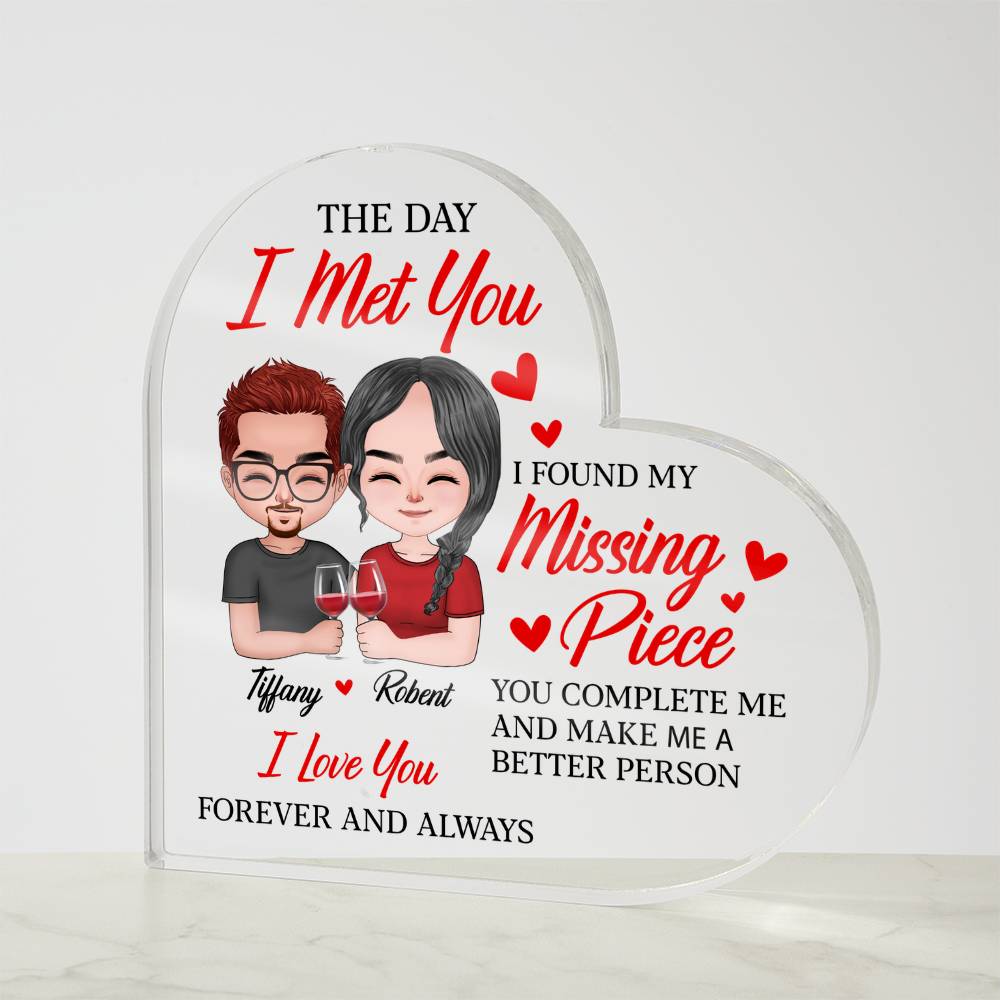 Personalized Heart Acrylic Valentine Plaque – Custom Couple Names Romantic Valentine Gift for Her or Him