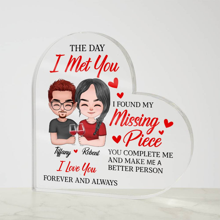 Personalized Heart Acrylic Valentine Plaque – Custom Couple Names Romantic Valentine Gift for Her or Him