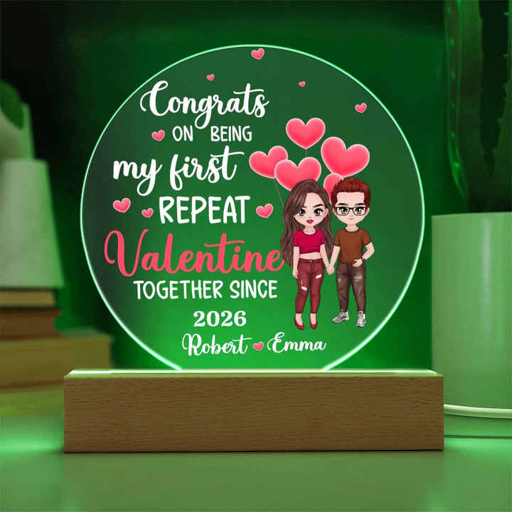 Romantic LED acrylic circle plaque for couples