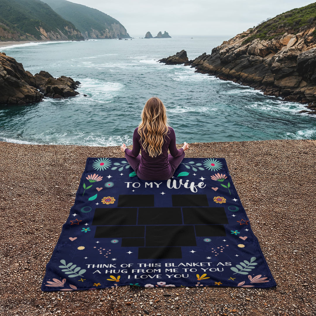 Personalized Photo Coral Fleece Blanket for Wife – Custom Photo Love Blanket Gift from Husband