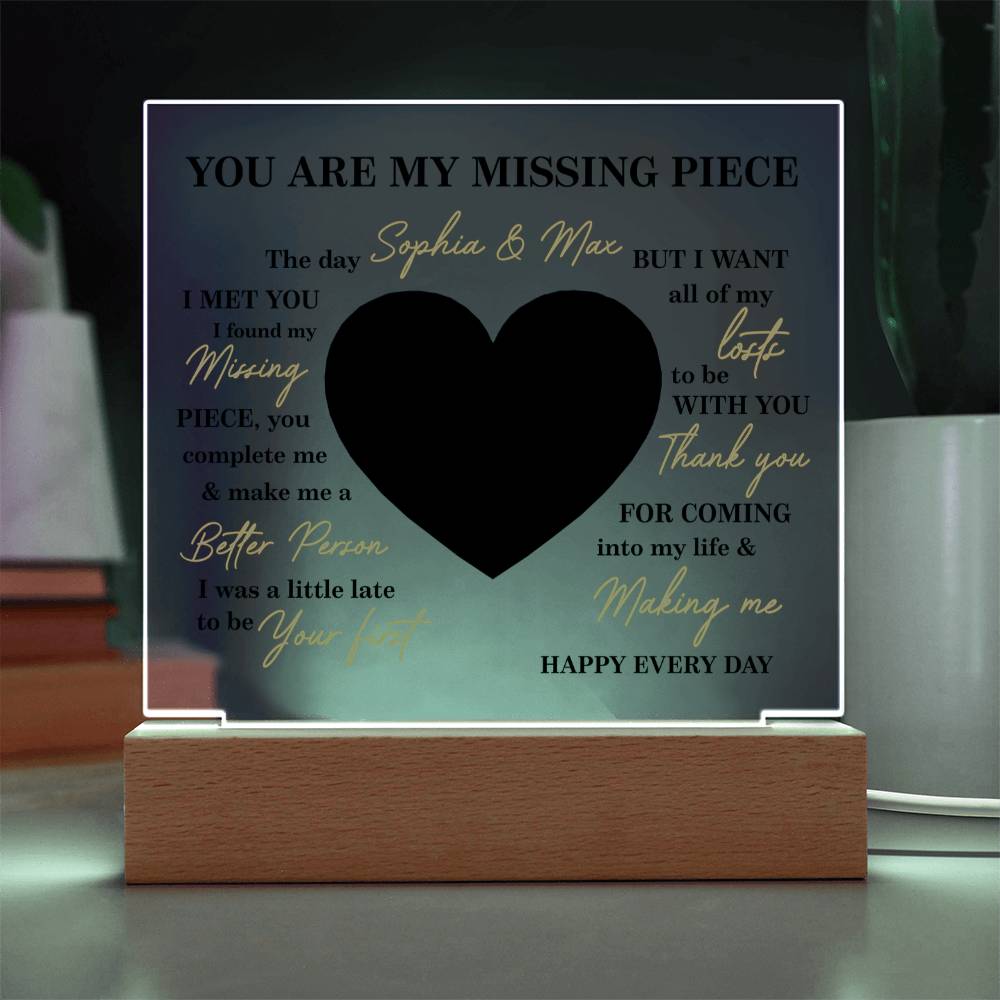 Personalized Valentine Photo LED Acrylic Plaque – Custom Names & Picture Heart Light-Up Gift for Couples