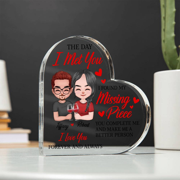Custom heart acrylic plaque Valentine gift for couples