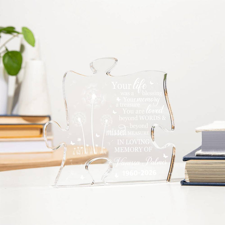 In loving memory acrylic puzzle plaque tabletop decor