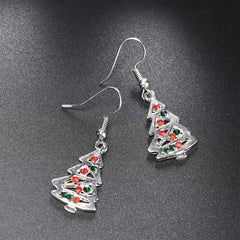 Dazzling Christmas Tree Earrings with Red & Clear Crystals