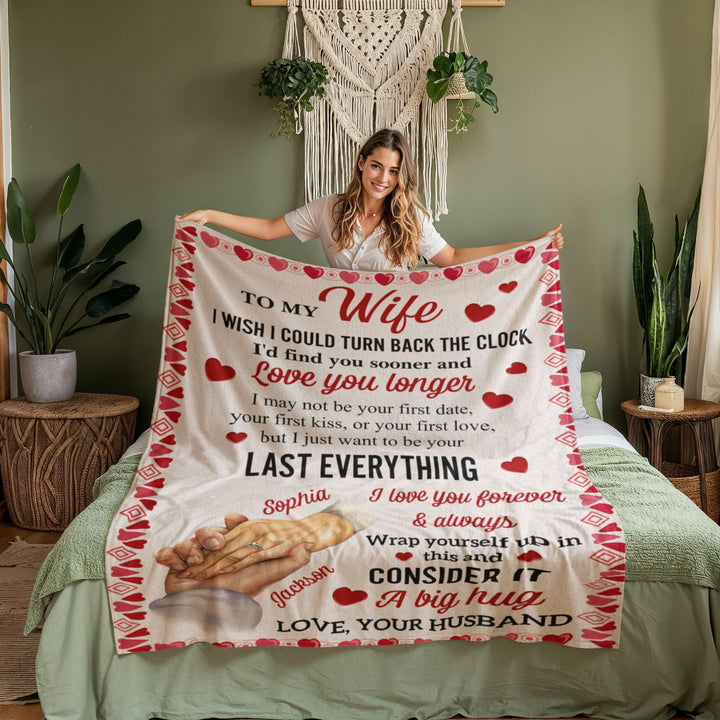 Cozy Valentine blanket for wife love message