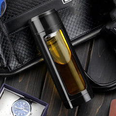 "Dual Layer Portable Glass Cup for Students"