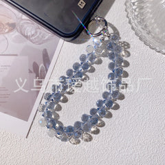 Creative Crystal Phone Chain – Elegant Beaded Strap/Keychain, Steel-Wire Reinforced (≈24–28 cm)