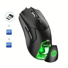 HXSJ 2.4G Wireless Mute Game Mouse – 4000DPI Adjustable, 6 Keys, USB Plug-and-Play (Black/White)