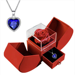 Christmas Jewelry Box Necklace Set with Soap Flowers & Card