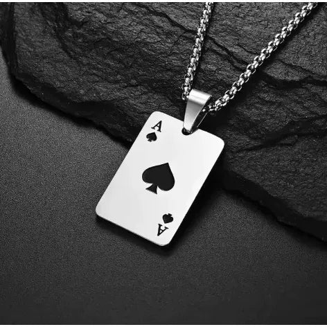 Stainless Steel Poker Card Necklace