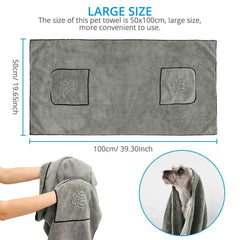 Super Absorbent Dog Bathrobe Towel – Ultra-Fine Microfiber, Fast-Drying Pet Drying Robe