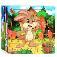 20-Piece Montessori 3D Cartoon Animal Car Puzzle