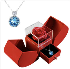 Christmas Jewelry Box Necklace Set with Soap Flowers & Card