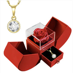 Christmas Jewelry Box Necklace Set with Soap Flowers & Card
