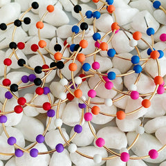 Games On Cloud Nine Hoop Earrings – 2" Gold Hoops with 9 Matte Color Beads, Lightweight Game Day Jewelry