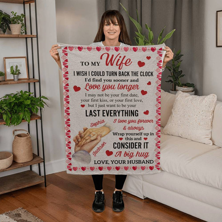 Personalized Valentine blanket for wife with name