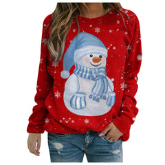 Christmas Sweater Coat – Loose Pullover, Round Neck, Printed Holiday Top (Polyester 71–80%)
