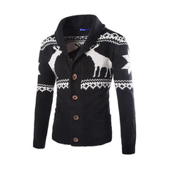 Men's Fashion Fawn Christmas Cardigan Sweater - Cotton Blend