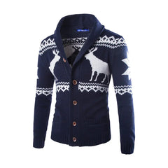 Men's Fashion Fawn Christmas Cardigan Sweater - Cotton Blend
