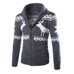 Men's Fashion Fawn Christmas Cardigan Sweater - Cotton Blend