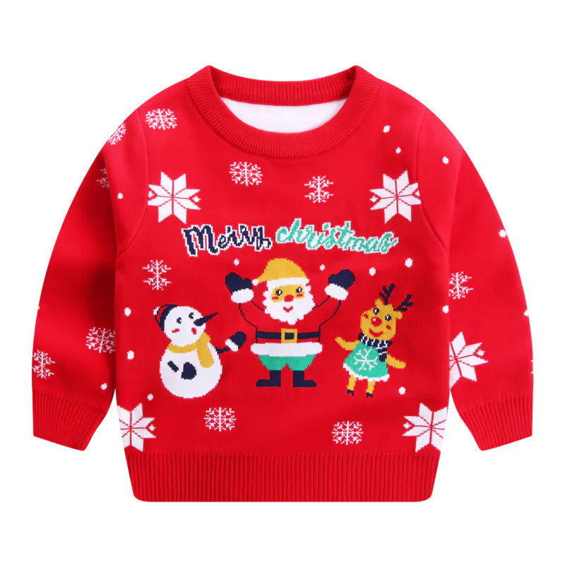 Kids Christmas Tree Knitted Sweater - Cotton Pullover (90cm-140cm)