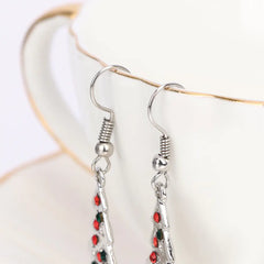 Dazzling Christmas Tree Earrings with Red & Clear Crystals