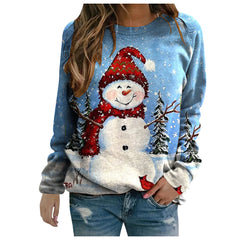 Christmas Sweater Coat – Loose Pullover, Round Neck, Printed Holiday Top (Polyester 71–80%)