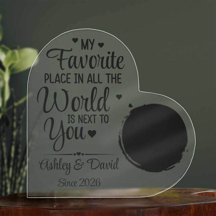 Personalized Heart Acrylic Plaque with Photo – Custom Couple Names Romantic Love Gift, Anniversary or Wedding Keepsake Decor