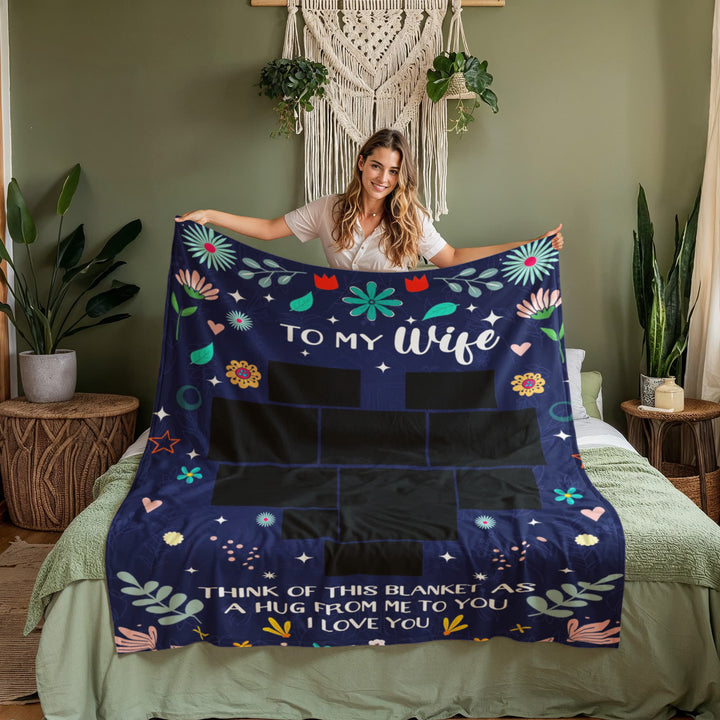 Personalized Photo Coral Fleece Blanket for Wife – Custom Photo Love Blanket Gift from Husband