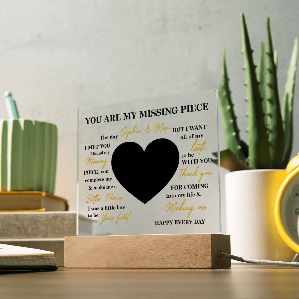 Personalized Valentine Photo LED Acrylic Plaque – Custom Names & Picture Heart Light-Up Gift for Couples