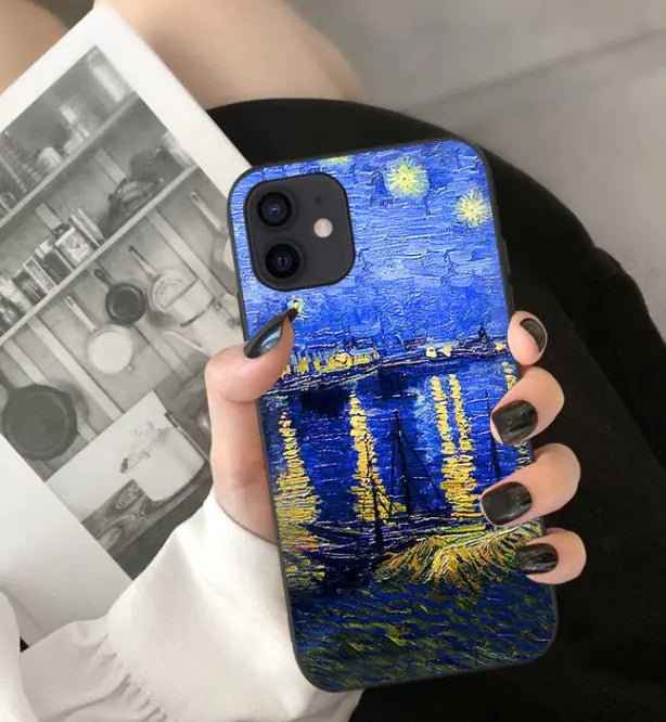 Abstract Van Gogh Phone Case – Water Transfer Hard Shell Cover (Slim, Scratch - Resistant) - Whimsical Shoppe