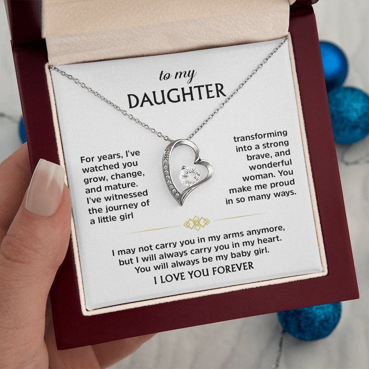 Forever Love Necklace for Daughter from Dad – Heart Pendant Necklace with Emotional Message Card, Father Daughter Jewelry Gift