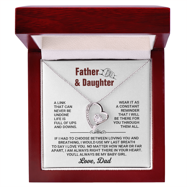 Father and Daughter Forever Love Heart Necklace from Dad – Inspirational Daughter Necklace Gift, Father Daughter Jewelry with Message Card