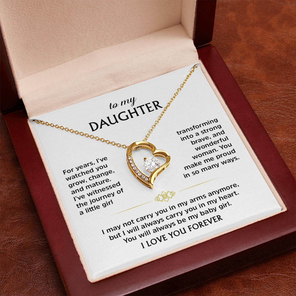 Forever Love Necklace for Daughter from Dad – Heart Pendant Necklace with Emotional Message Card, Father Daughter Jewelry Gift