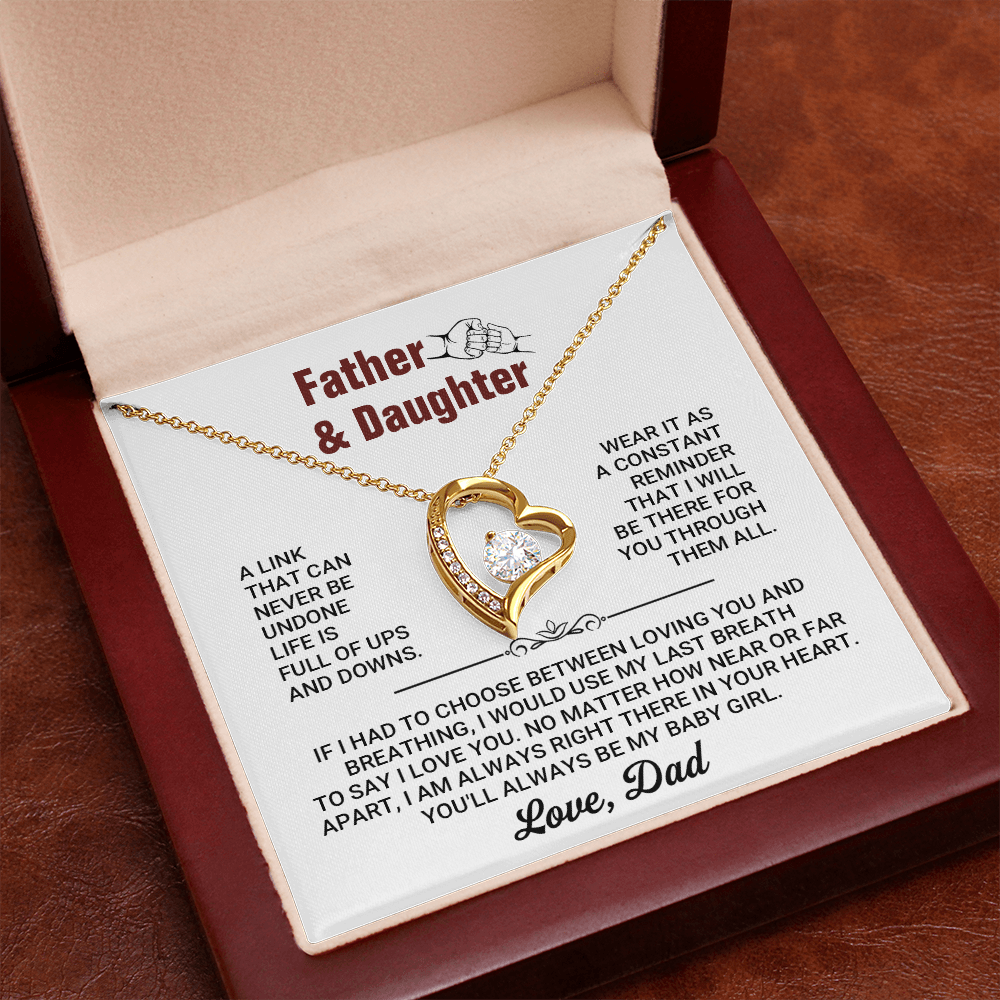 Father and Daughter Forever Love Heart Necklace from Dad – Inspirational Daughter Necklace Gift, Father Daughter Jewelry with Message Card