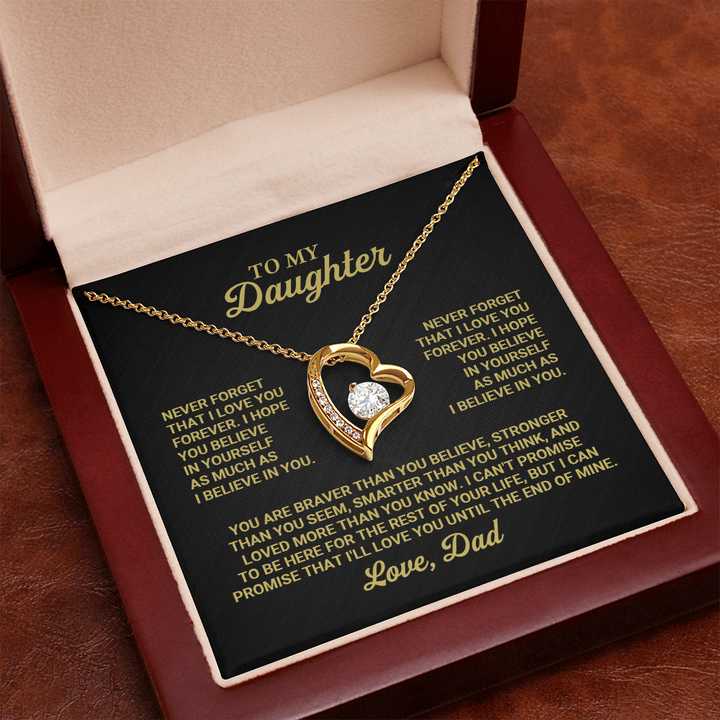 Forever Love Heart Necklace for Daughter from Dad – Inspirational Daughter Necklace Gift, Father Daughter Jewelry with Message Card
