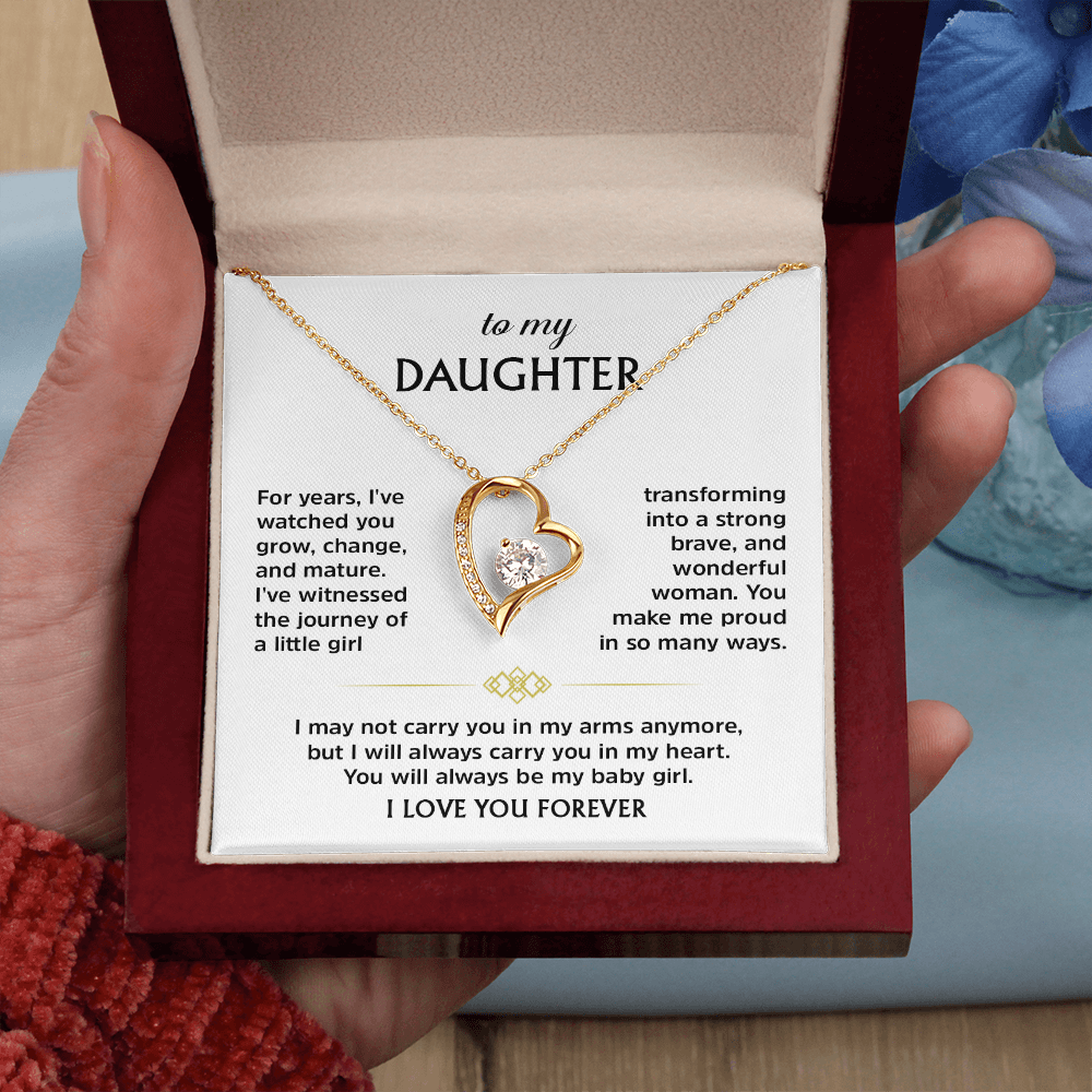 Forever Love Necklace for Daughter from Dad – Heart Pendant Necklace with Emotional Message Card, Father Daughter Jewelry Gift