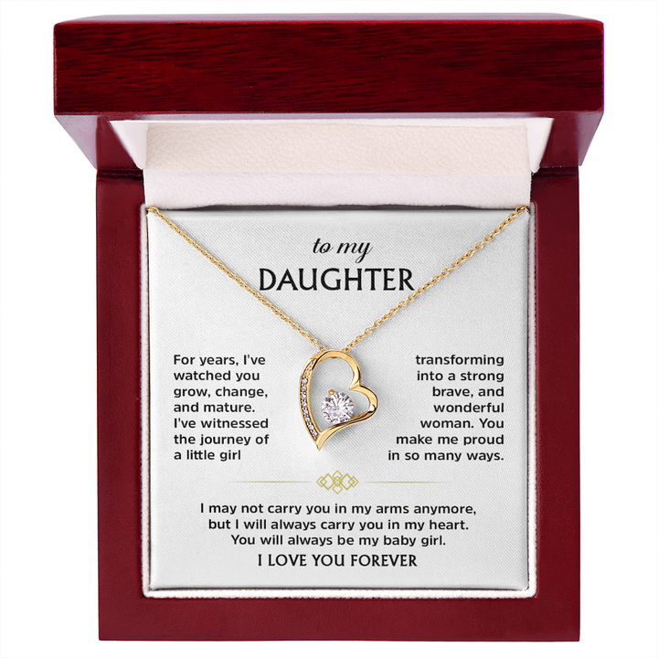 Forever Love Necklace for Daughter from Dad – Heart Pendant Necklace with Emotional Message Card, Father Daughter Jewelry Gift