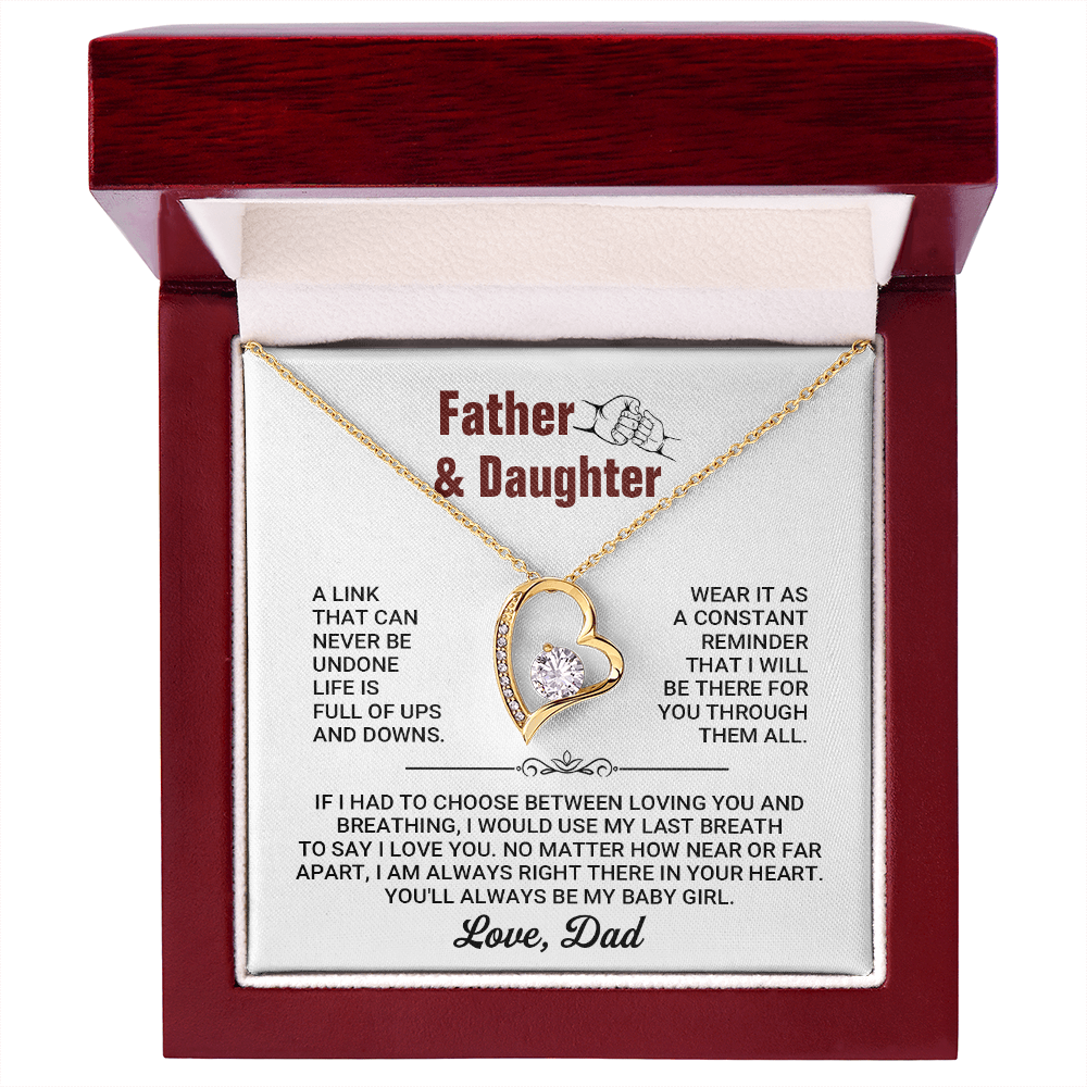Father and Daughter Forever Love Heart Necklace from Dad – Inspirational Daughter Necklace Gift, Father Daughter Jewelry with Message Card