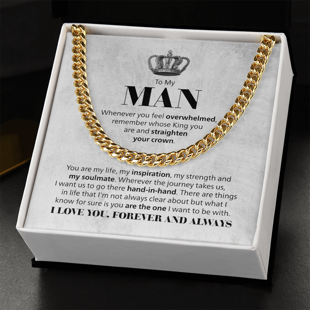 Cuban Link Chain Necklace for Him – Men's Cuban Chain Gift for Boyfriend, Husband or Partner with Inspirational Message Card