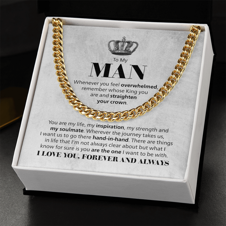 Cuban Link Chain Necklace for Him – Men's Cuban Chain Gift for Boyfriend, Husband or Partner with Inspirational Message Card