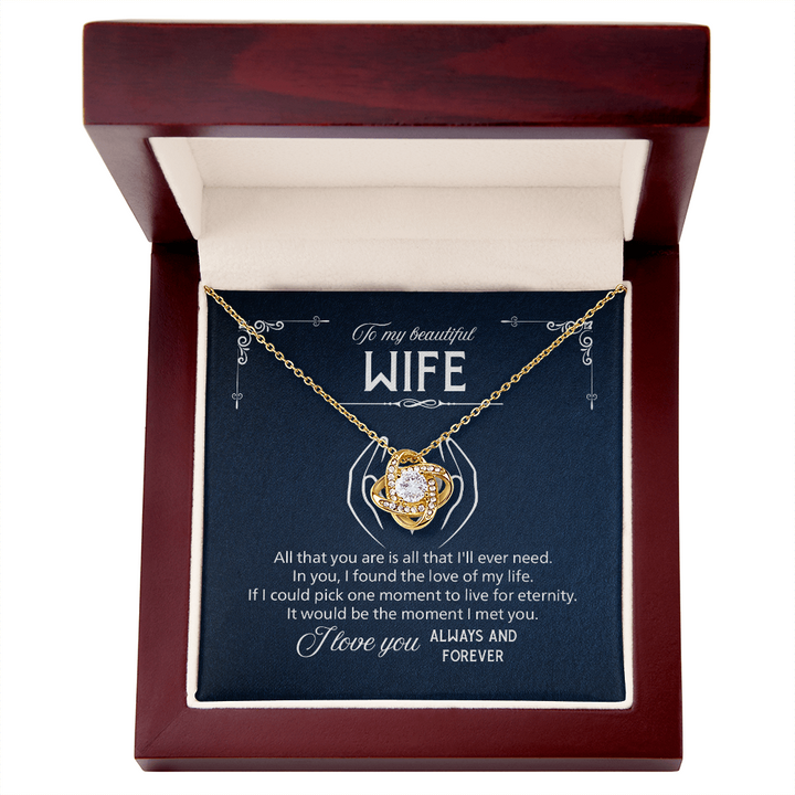 Love Knot Necklace for Wife from Husband – Romantic Love Knot Jewelry Gift with Luxury Gift Box and Message Card