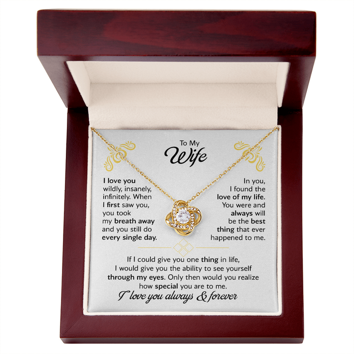 Love Knot Necklace for Wife from Husband – Romantic Love Knot Jewelry Gift with Luxury Gift Box and Heartfelt Message Card