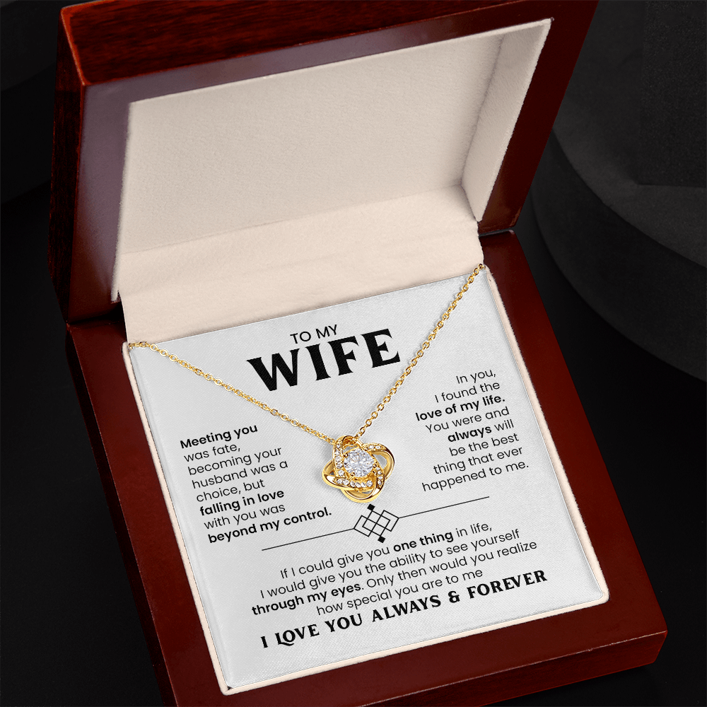 Love Knot Necklace for Wife – Romantic Necklace Gift from Husband with Luxury Gift Box and Message Card