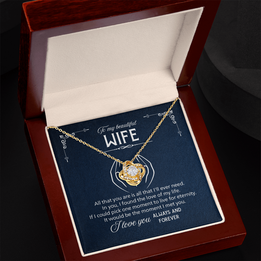 Love Knot Necklace for Wife from Husband – Romantic Love Knot Jewelry Gift with Luxury Gift Box and Message Card