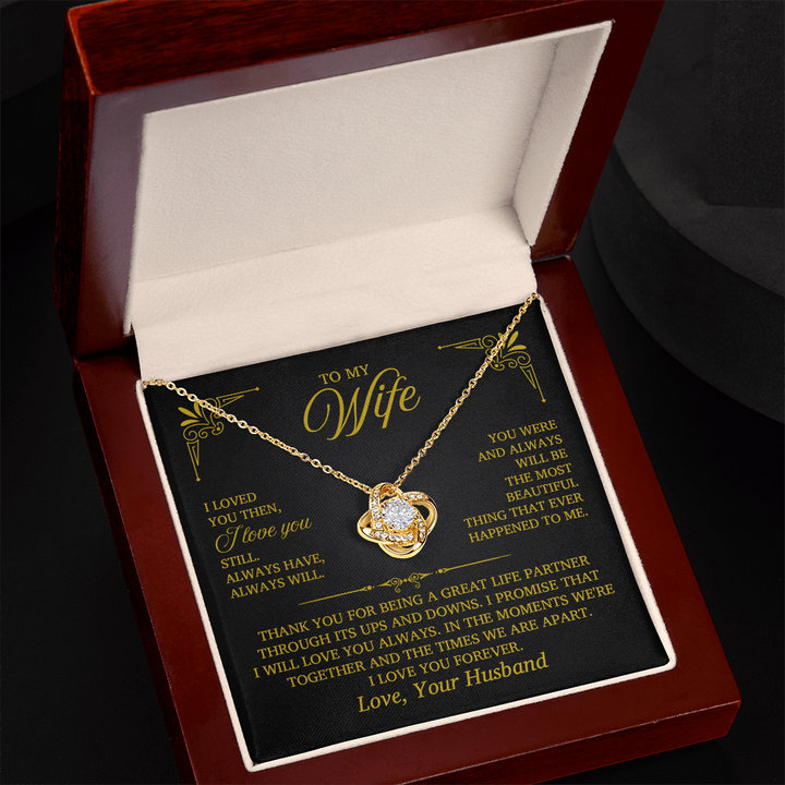 Love Knot Necklace for Wife from Husband – Romantic Love Knot Jewelry Gift with Luxury Gift Box and Message Card