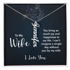 Vertical Name Necklace - For Wife