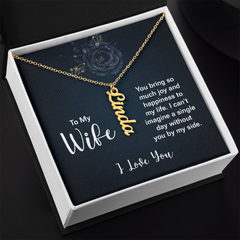 Vertical Name Necklace - For Wife