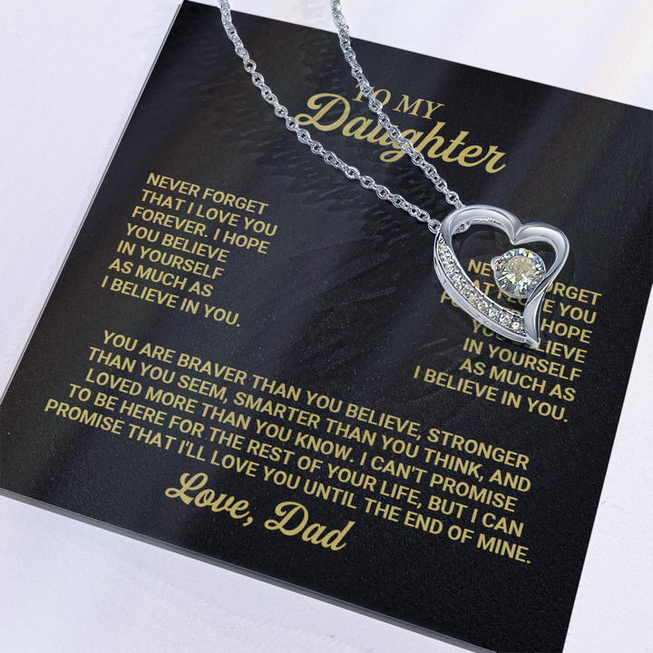 Father Daughter Heart Necklace with Message Card
