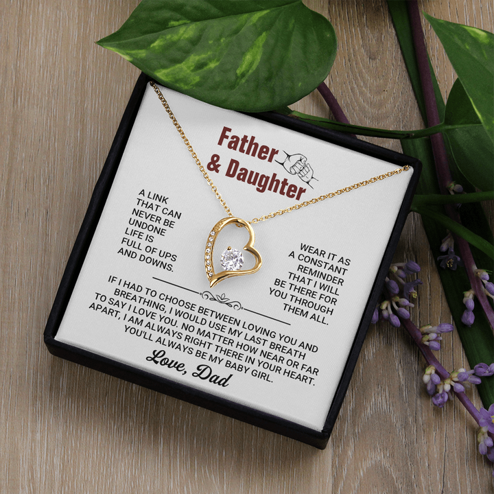 Father and Daughter Forever Love Heart Necklace from Dad – Inspirational Daughter Necklace Gift, Father Daughter Jewelry with Message Card
